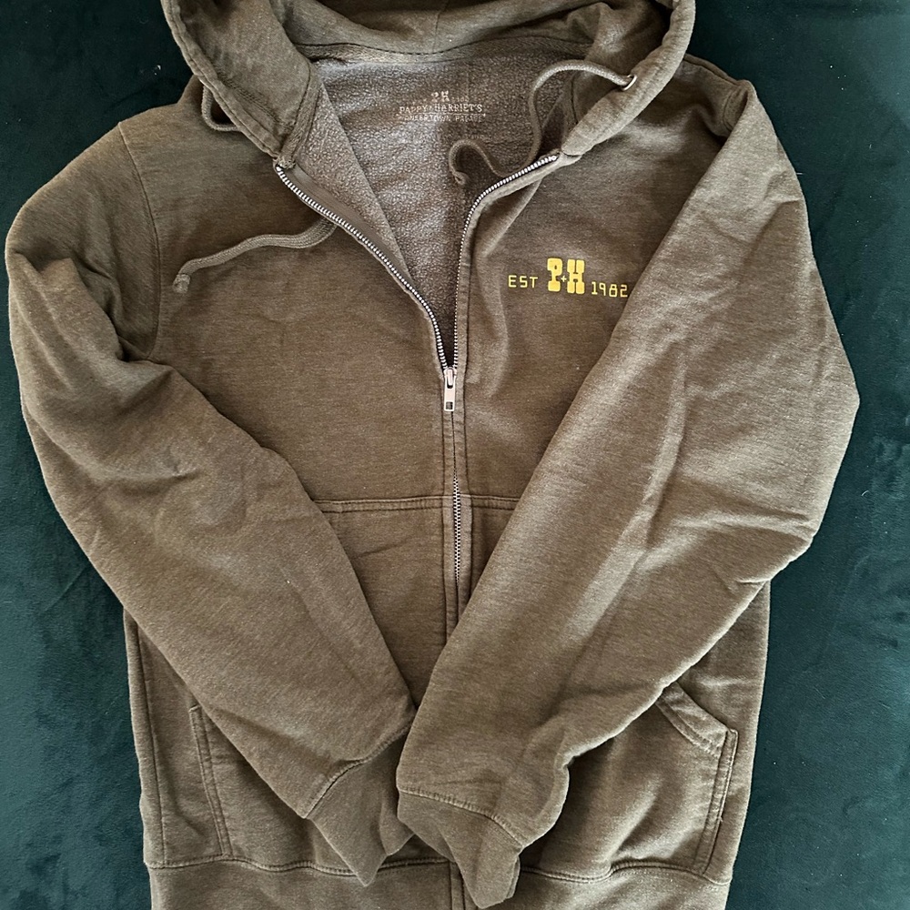 Olive green Zip-Up Hoodie with Yellow Logo